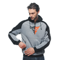 Daemon-X Safety Hoodie - Men's Motorcycle Safety Hoodie - Melange-Gray/Black/Red-Fluo