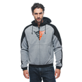 Daemon-X Safety Hoodie - Men's Motorcycle Safety Hoodie - Melange-Gray/Black/Red-Fluo