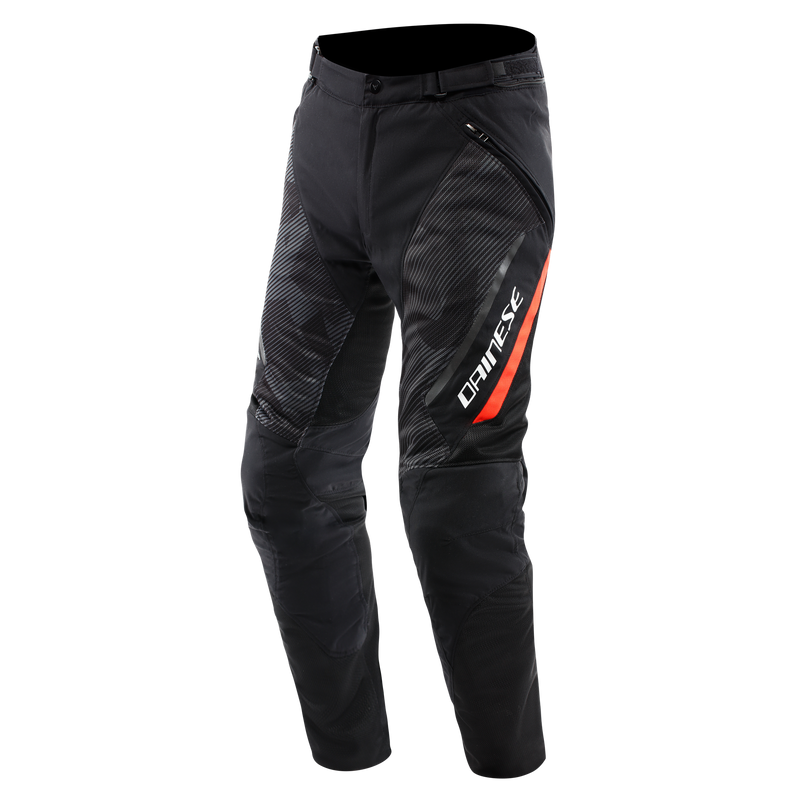 Drake 2 Super Air - Men's Summer Motorcycle Pants In Fabric - Black/Anthracite/Red-Fluo