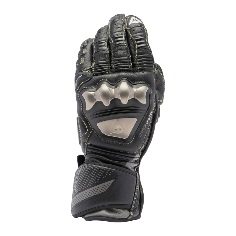 Full Metal 7 - Men's Motorcycle Racing Leather Gloves - Black/Black