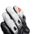 Fiero - Leather Racing Motorcycle Gloves - Black/White/Red-Fluo