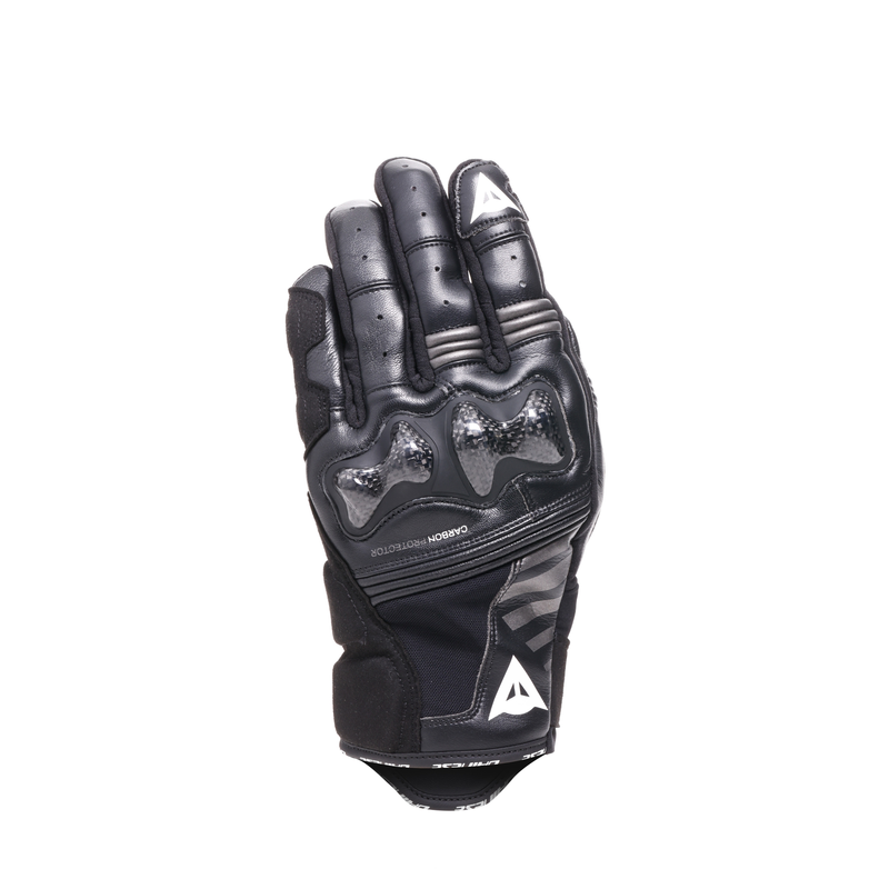 Reacto Carbon Short - Men's Short Leather Motorcycle Gloves - Black/Anthracite