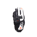Reacto Carbon Short - Women's Short Leather Motorcycle Gloves - Black/White/Red-Fluo