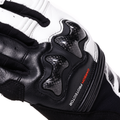 Reacto Carbon Short - Women's Short Leather Motorcycle Gloves - Black/White/Red-Fluo