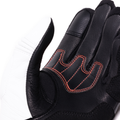 Reacto Carbon Short - Women's Short Leather Motorcycle Gloves - Black/White/Red-Fluo