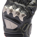 Full Metal 7 - Men's Motorcycle Racing Leather Gloves - Black/Red Fluo