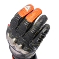 Full Metal 7 - Men's Motorcycle Racing Leather Gloves - Black/Red Fluo