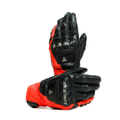 4-Stroke 2 - Men's Motorcycle Leather Gloves - Black/Fluo-Red