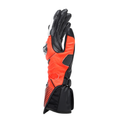 Carbon 4 - Men's Motorcycle Long Leather Gloves - Black/Fluo-Red/White