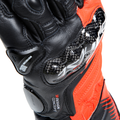 Carbon 4 - Men's Motorcycle Long Leather Gloves - Black/Fluo-Red/White
