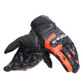Carbon 4 - Men's Motorcycle Short Leather Gloves - Black/Fluo-Red