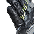 Druid 4 - Men's Motorcycle Leather Gloves - Black/Charcoal-Gray/Fluo-Yellow