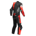 Misano 3 D-AIR® - Men's 1-Piece Motorcycle Perforated Leather Suit With Airbag - Black/Red/Red-Fluo