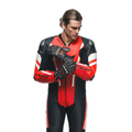 Misano 3 D-AIR® - Men's 1-Piece Motorcycle Perforated Leather Suit With Airbag - Black/Red/Red-Fluo