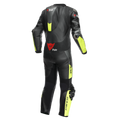 Misano 3 D-AIR® - Men's 1-Piece Motorcycle Perforated Leather Suit With Airbag - Black/Anthracite/Yellow-Fluo
