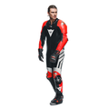 Mugello 3 D-AIR® - Men's One-Piece Perforated Leather Motorcycle Suit - Black/Fluo-Red/White