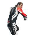 Mugello 3 D-AIR® - Men's One-Piece Perforated Leather Motorcycle Suit - Black/Fluo-Red/White