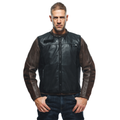 Smart Jacket Leather - Men's Motorcycle Leather Vest With Integrated Airbag - Black