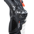 Carbon 4 - Women's Motorcycle Long Leather Gloves - Black/White/Fluo-Red