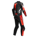 Misano 3 D-AIR® - Women's One-Piece Perforated Leather Motorcycle Suit - Black/Red/Fluo-Red