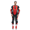 Misano 3 D-AIR® - Women's One-Piece Perforated Leather Motorcycle Suit - Black/Red/Fluo-Red