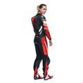 Misano 3 D-AIR® - Women's One-Piece Perforated Leather Motorcycle Suit - Black/Red/Fluo-Red