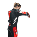Misano 3 D-AIR® - Women's One-Piece Perforated Leather Motorcycle Suit - Black/Red/Fluo-Red