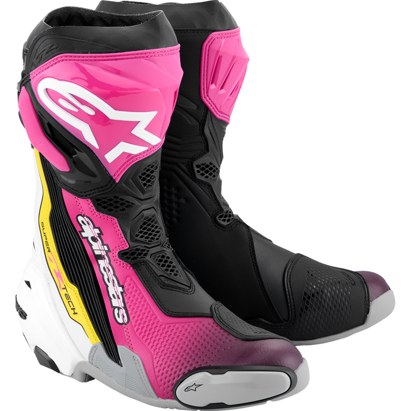 Alpinestars Supertech R Boots - Black/Magenta/White/Yellow