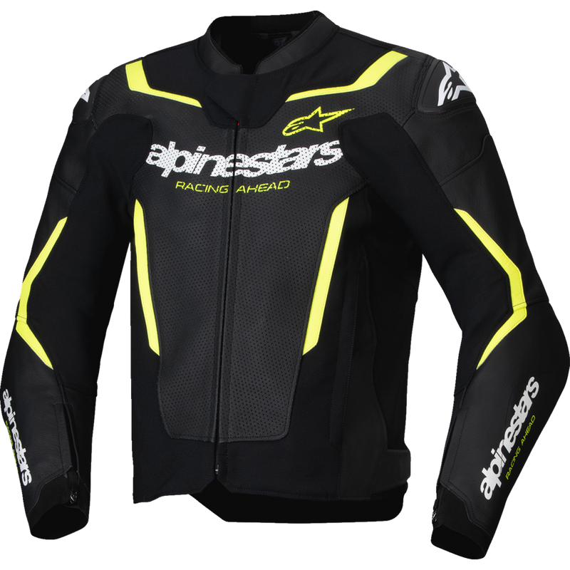 Alpinestars GP Force v2 Airflow Leather Jacket - Black/Yellow Fluo