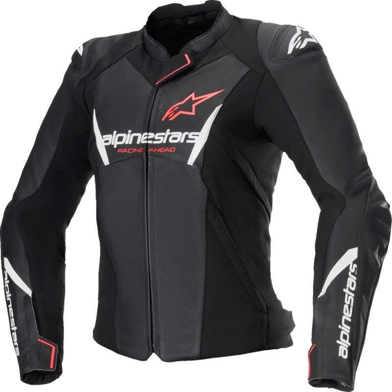 Alpinestars Stella Faster v3 Leather Jacket - Black/White Fluo/Coral