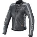Alpinestars Stella Dyno Leather Jacket - Black Tar Gray/Dark Gray
