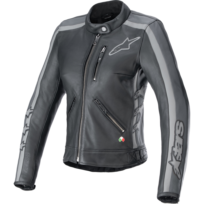 Alpinestars Stella Dyno Leather Jacket - Black Tar Gray/Dark Gray