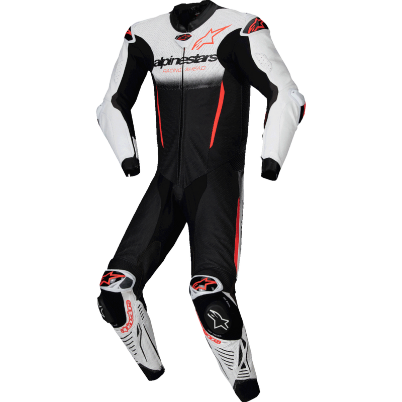 Alpinestars GP-R7 1-PC Leather Suit - White/Black/Red Fluo