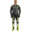Alpinestars GP Tech v5 1-Piece Leather Suit - Black/White/Yellow Fluo