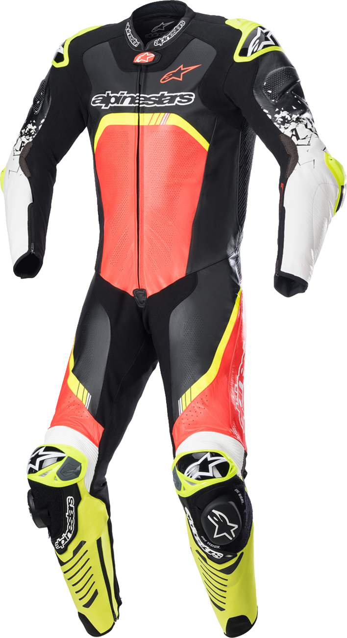 Alpinestars GP Tech v4 Leather Suit - Black/Red/Yellow Fluo