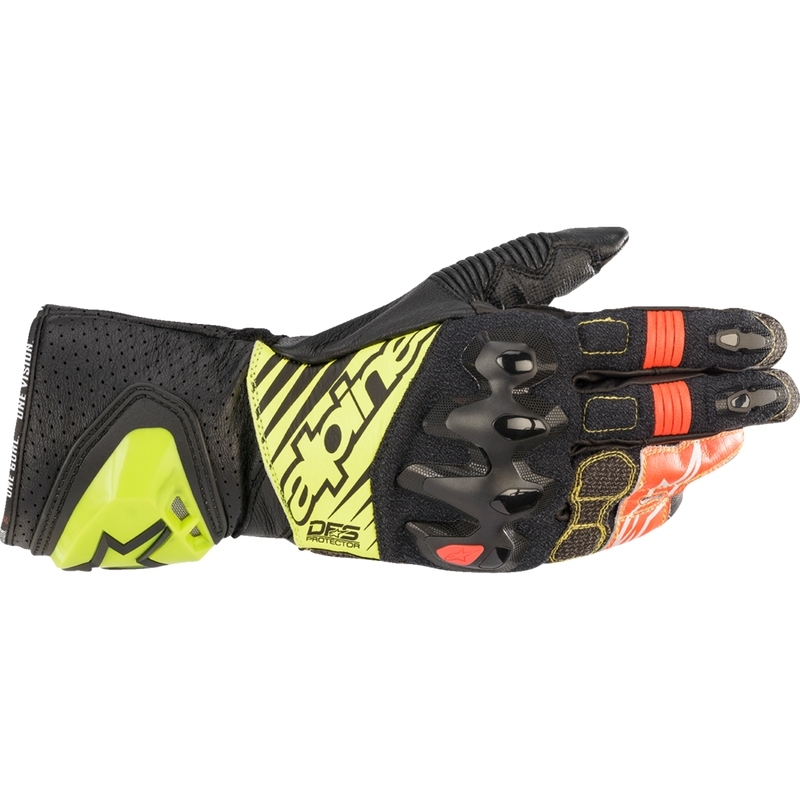 Alpinestars GP Tech V2 S Gloves - Black/Fluo Yellow/White/Fluo Red
