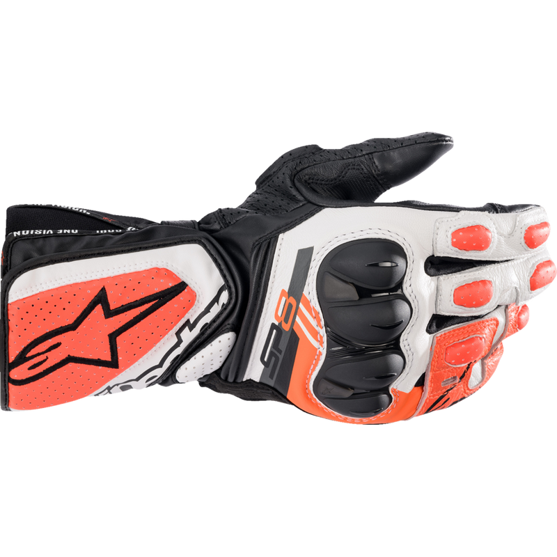 Alpinestars SP-8 V3 Gloves - Black/White/Fluo Red