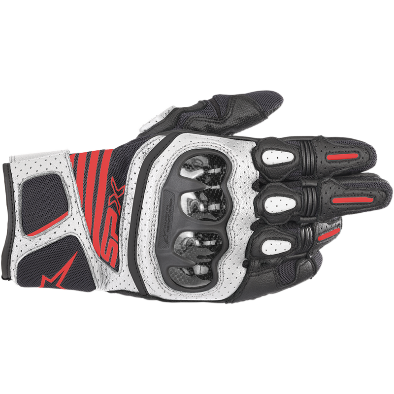 Alpinestars SPX AC V2 Gloves - Black/White/Fluo Red