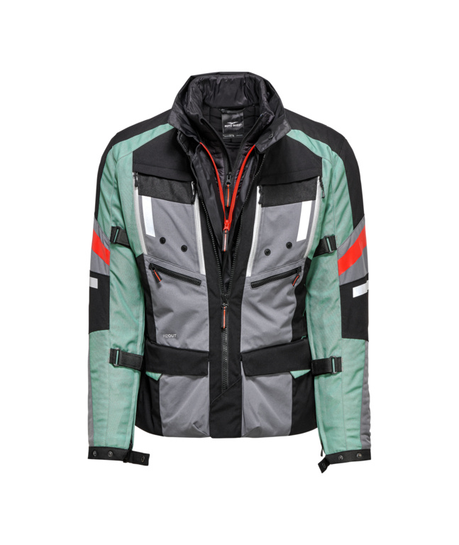 MOTO GUZZI JACKET - ADVENTURE TOURING - BLACK/SILVER/GREEN - S SIZE - 606995M01JG