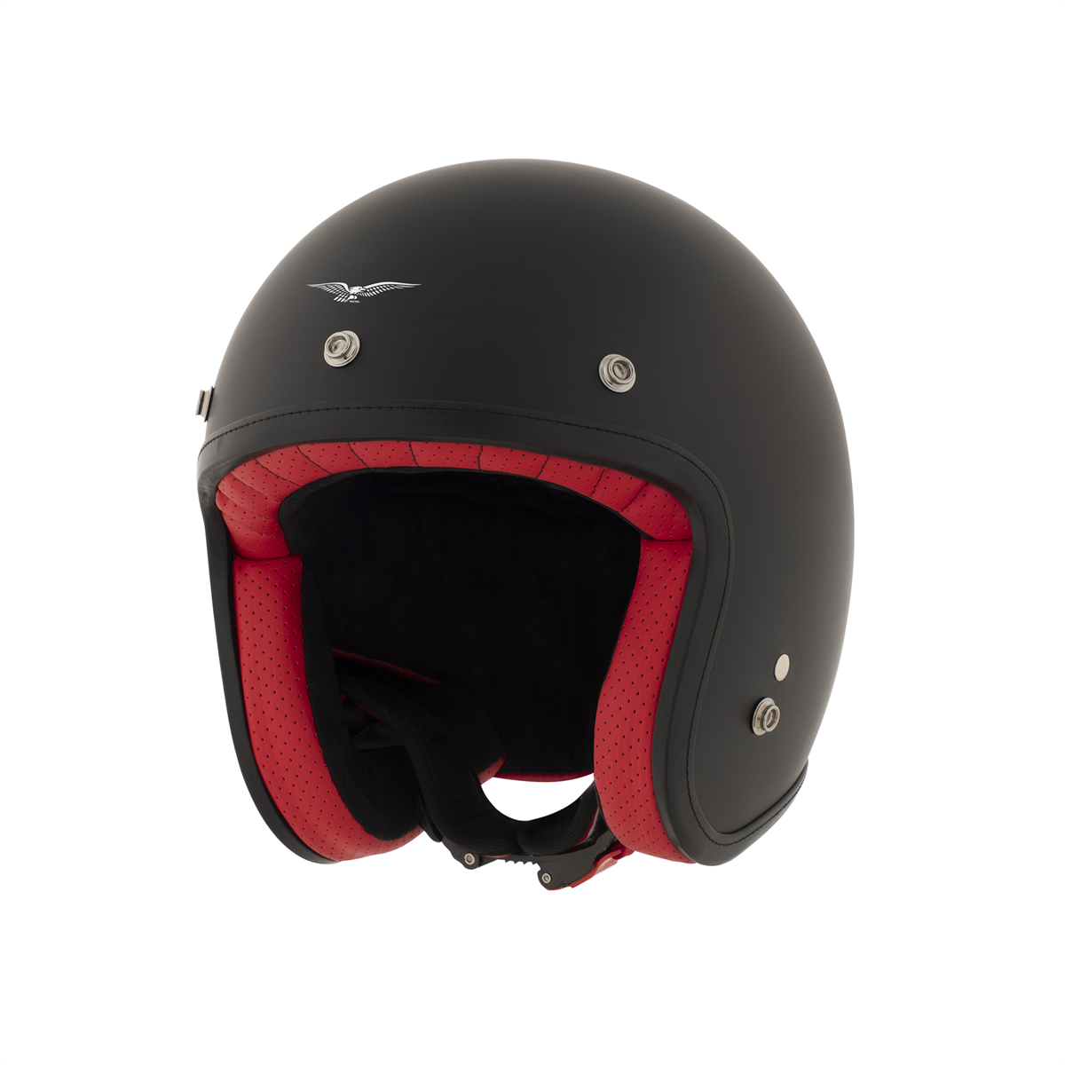 MOTO GUZZI "THE CLAN" 2.0 HELMET - MATT BLACK W/RED INSIDE - XS SIZE - 607877M01CL