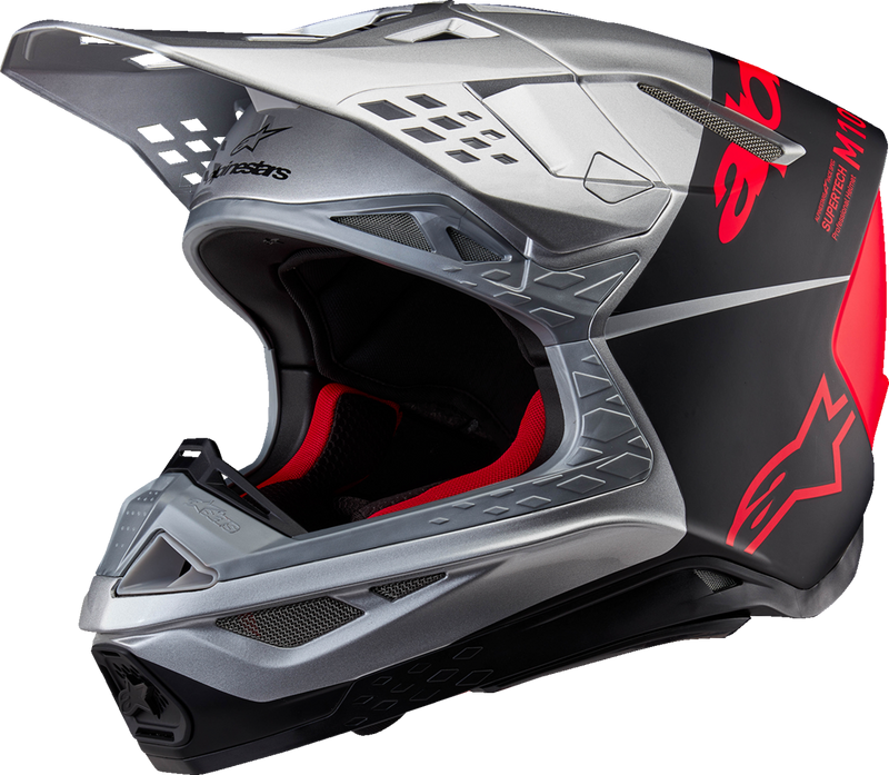 Alpinestars Supertech M10 Helmet - Flood - MIPS® - Gloss Silver/Black/Orange Fluo