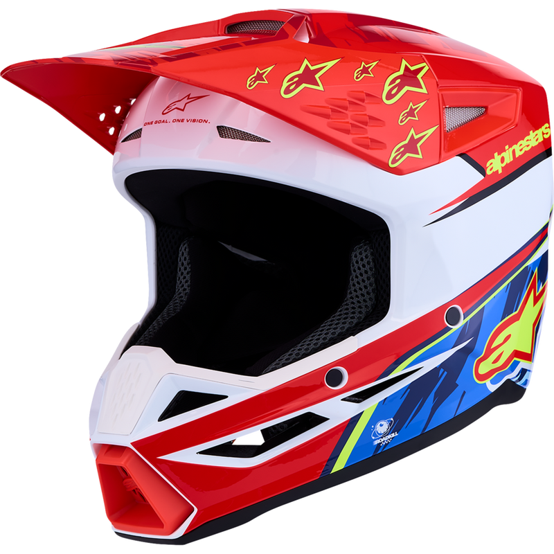Alpinestars Youth SM3 Helmet - Falcon - Red Fluo/White/Blue/Yellow Fluo