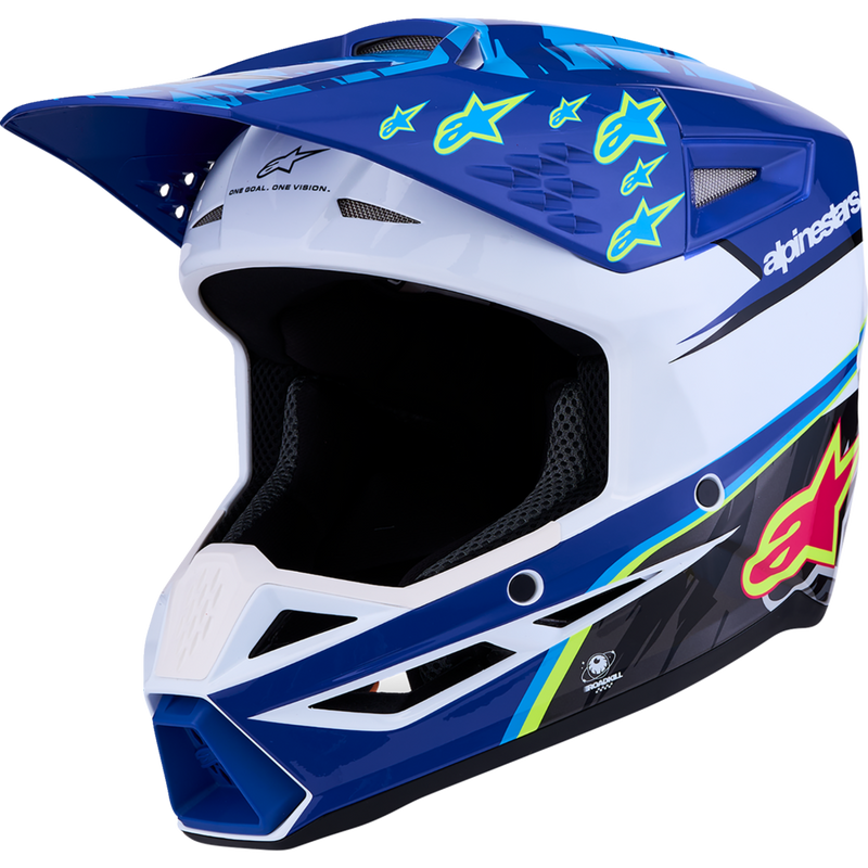 Alpinestars Youth SM3 Helmet - Falcon - Blue/White/Black/Pink Fluo