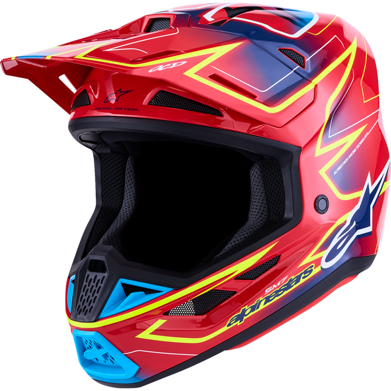 Alpinestars SM7 Helmet - Cast - Red/Yellow Fluo/Blue