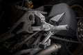 Adjustable rider footpegs in aluminium.