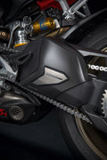 Carbon and titanium protection for swinging arm.