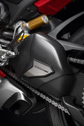Carbon and titanium protection for swinging arm.