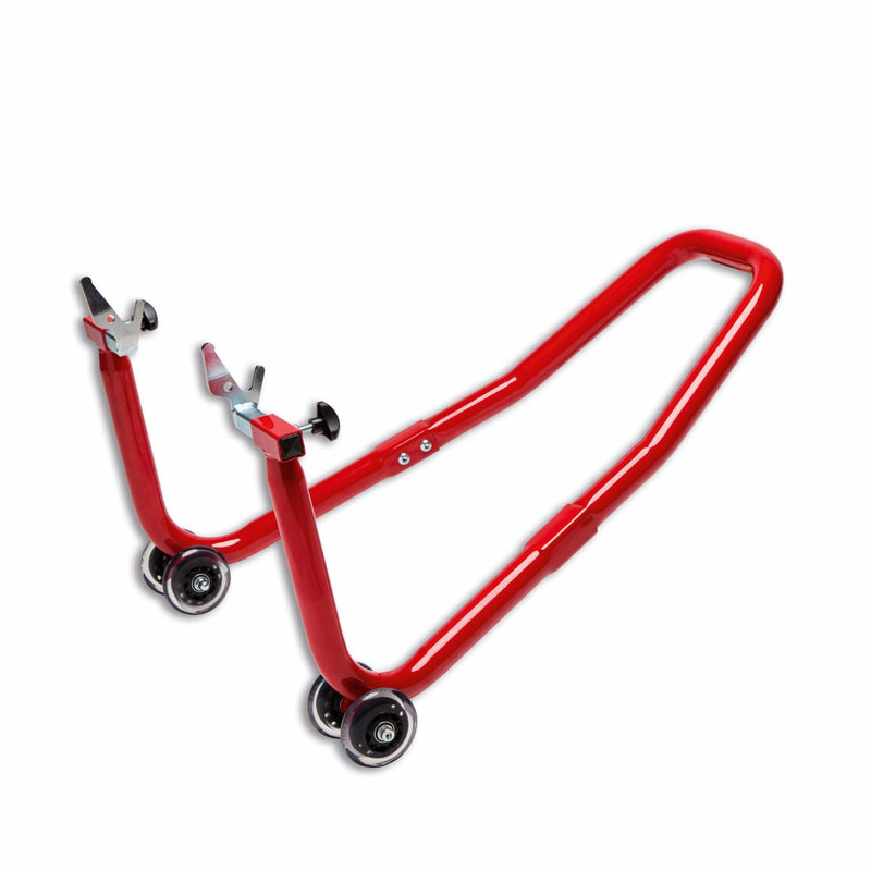 Rear service stand for double-sided swinging arm.