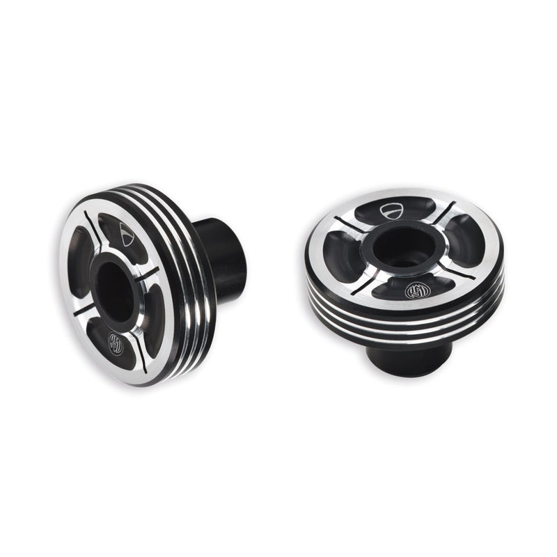 Billet aluminium handlebar balancing weights.