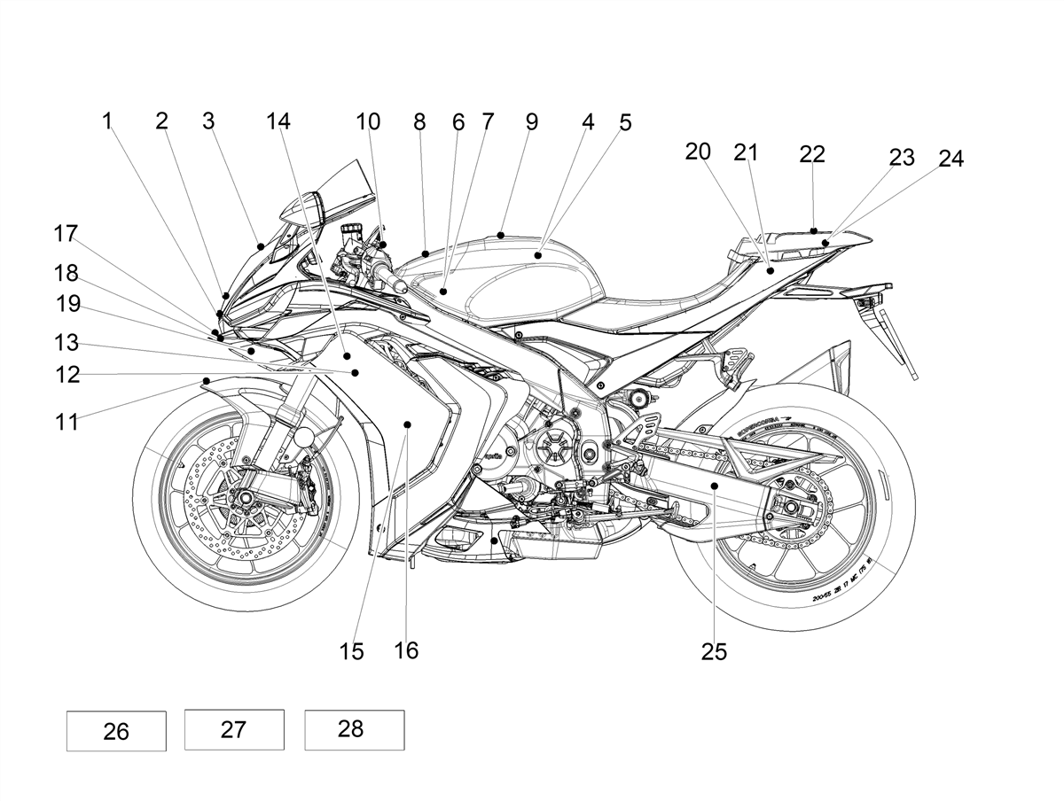 Right tail fairing number plate decal